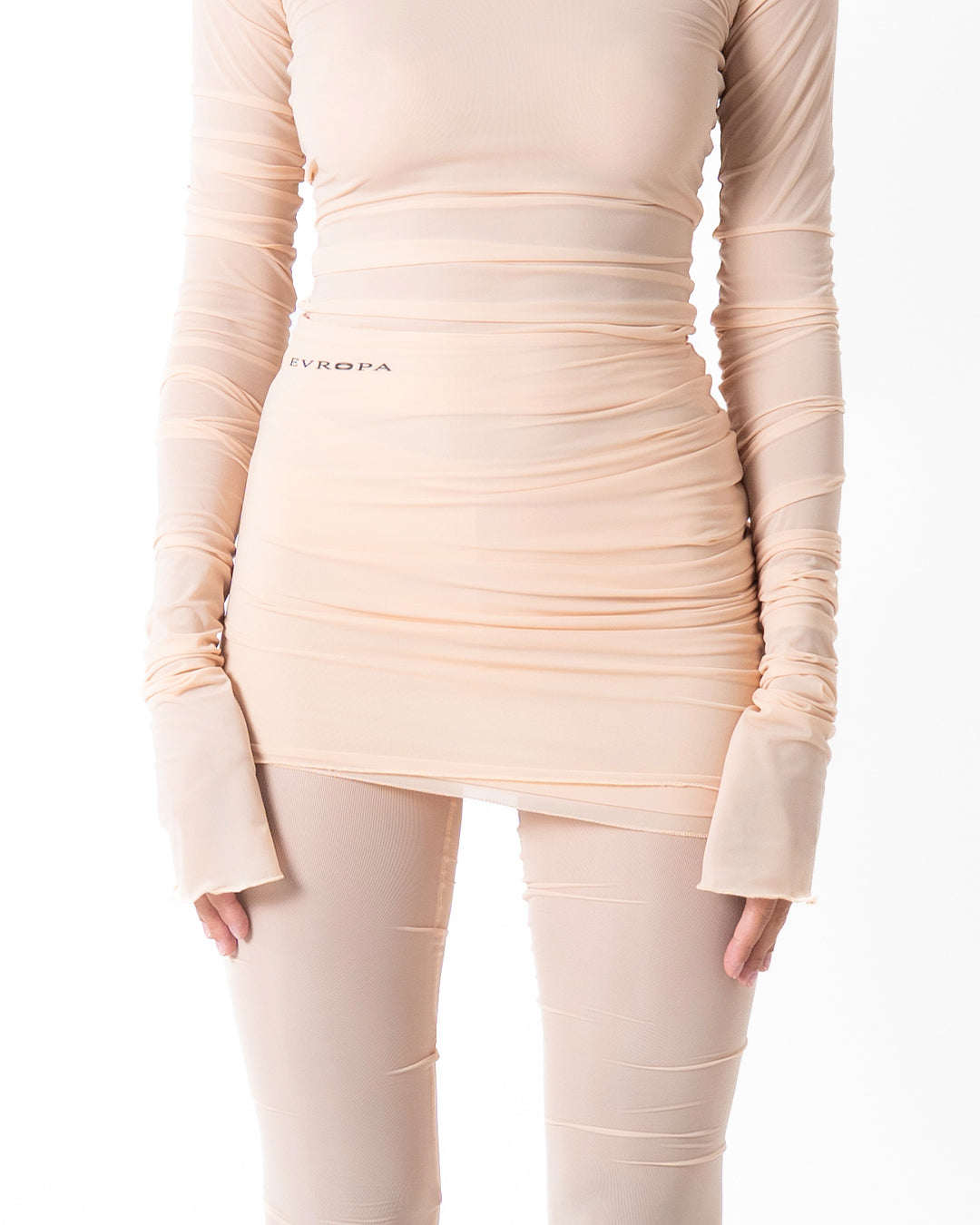 ASYMMETRIC MINI SKIRT IN SILVER ROSE