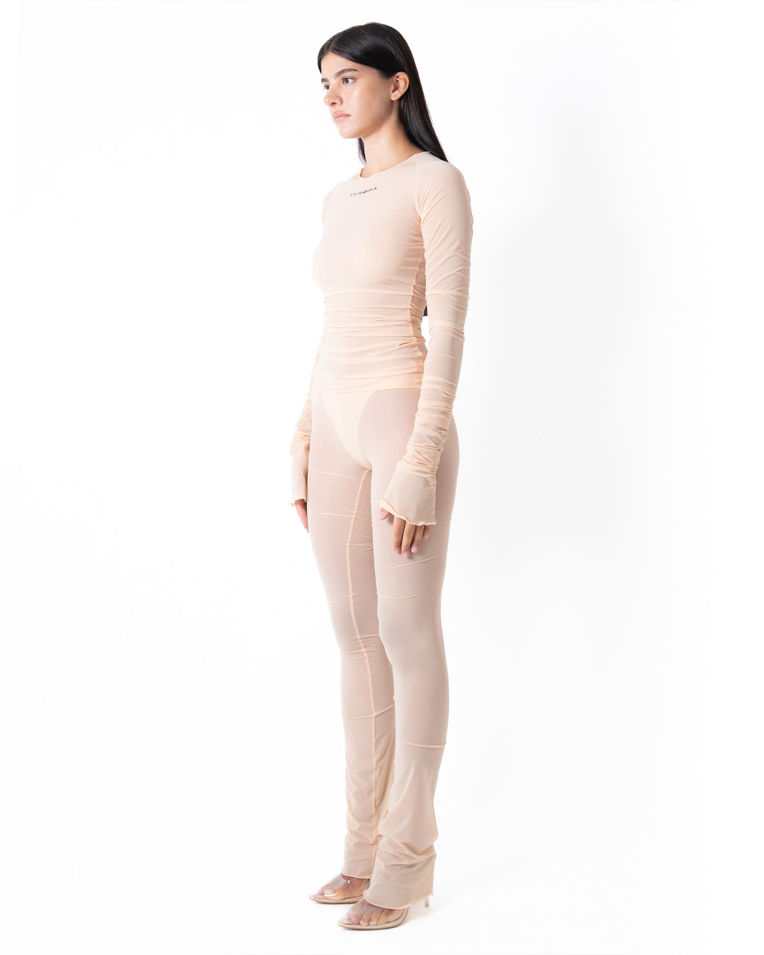 EXTRALONG SHIRT IN SILVER ROSE