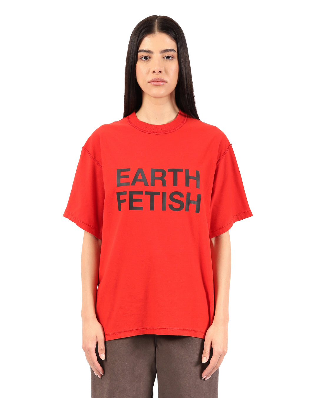 EARTH FETISH SLOGAN REVERSED T-SHIRT IN FLAME