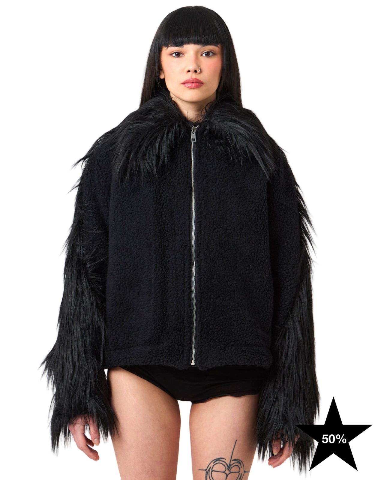 ★ WRAP TEDDY JACKET IN BLACK