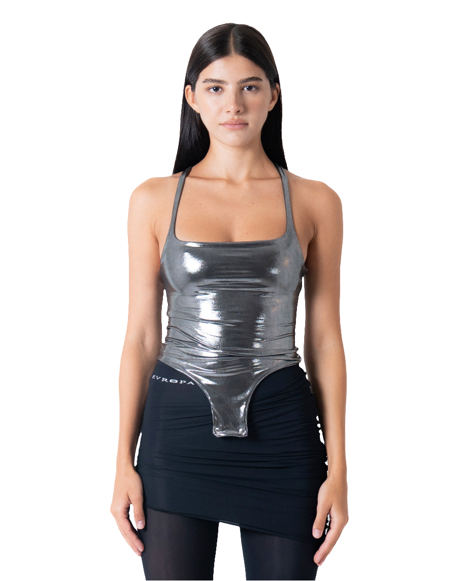 CORSET TOP IN SILVER