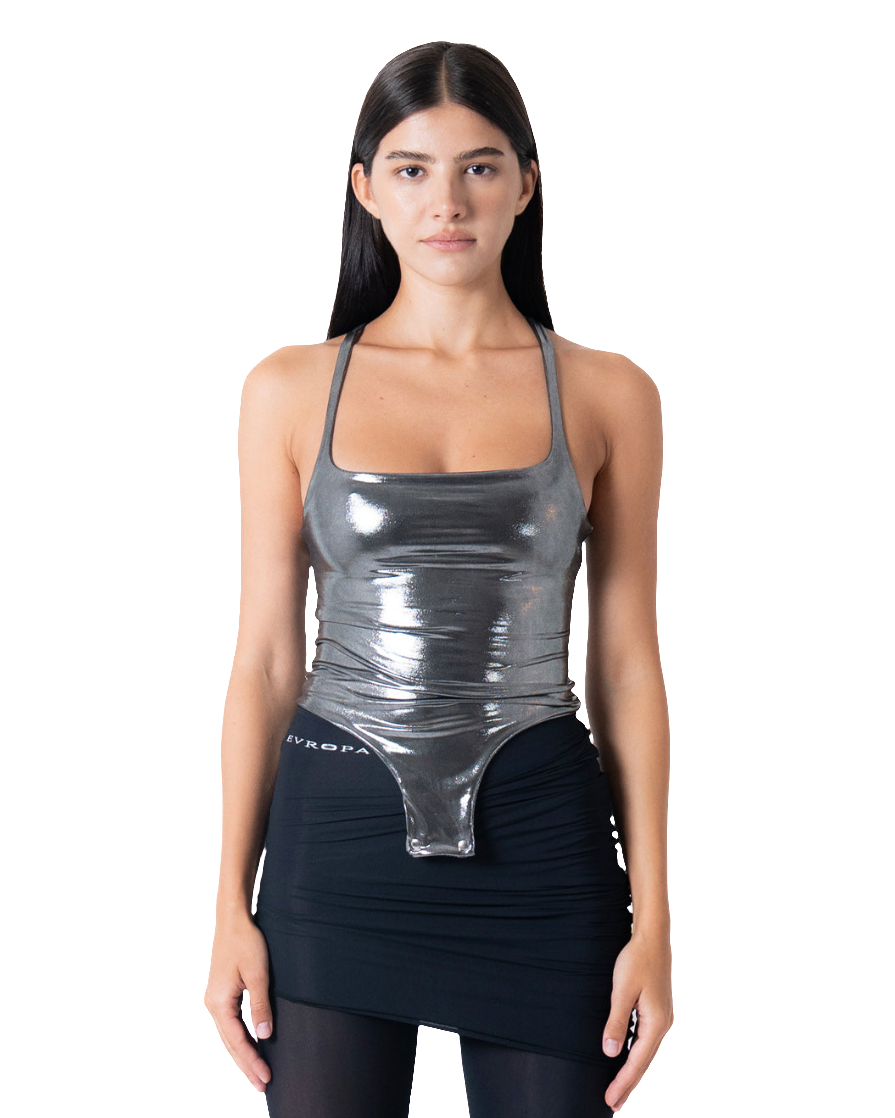 CORSET TOP IN SILVER