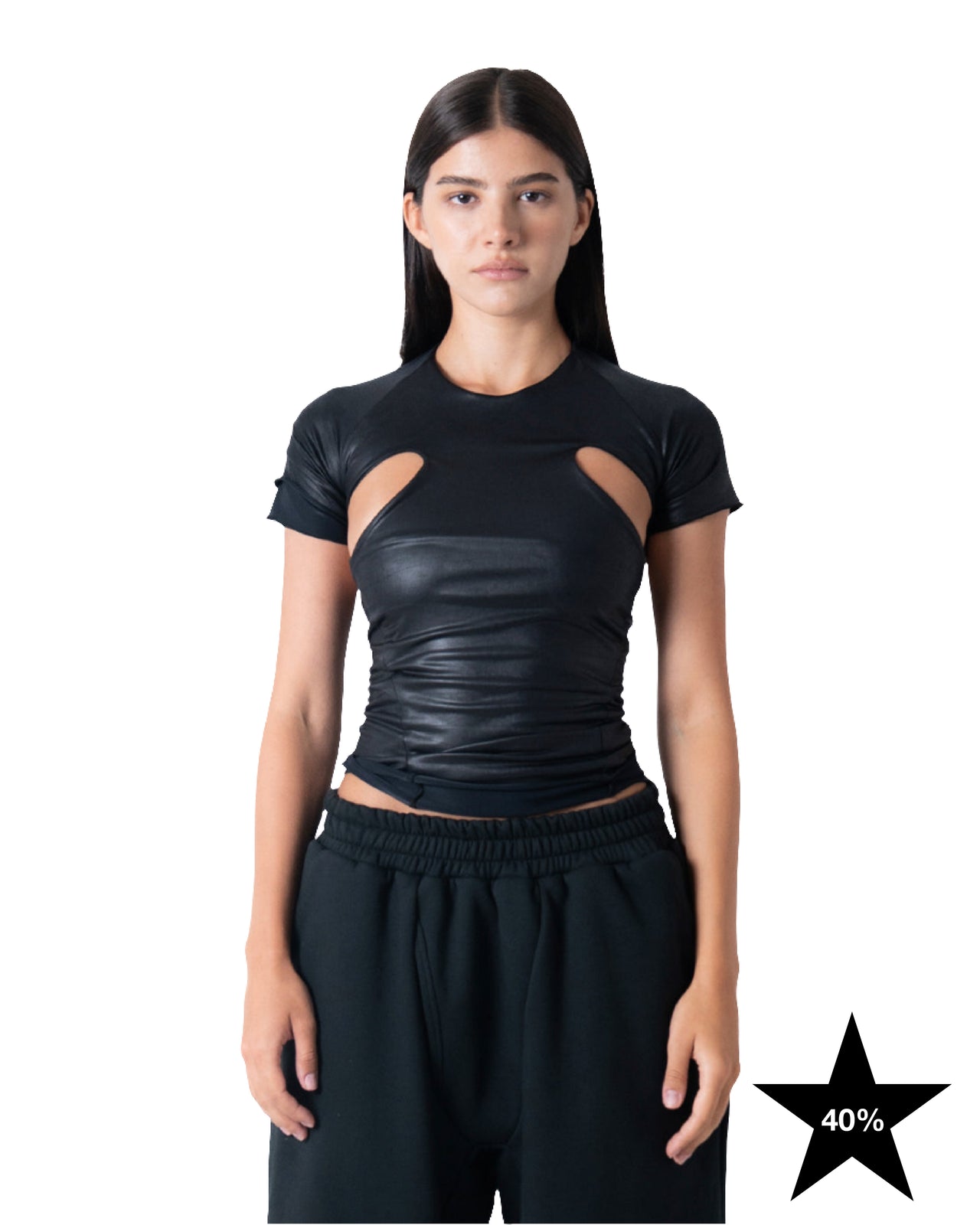 ★ CUTOUT T-SHIRT IN BLACK BLUE