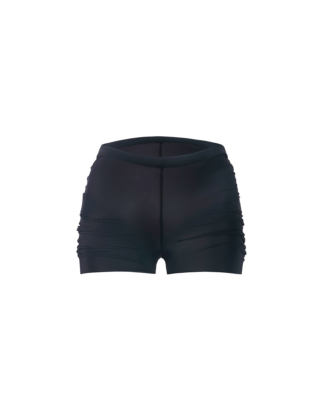 RUCHED MINI SHORTS IN BLACK BLUE