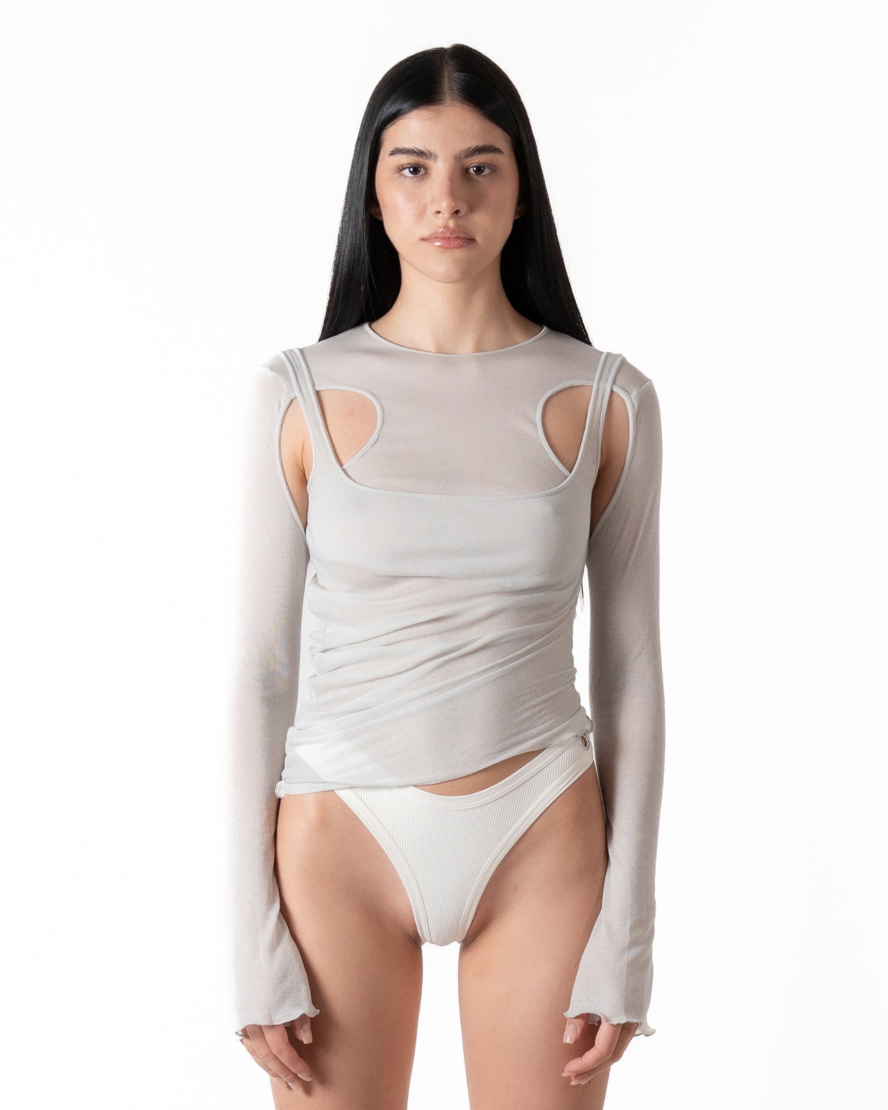 ASYMMETRIC SHEER TWOINONE IN ICE