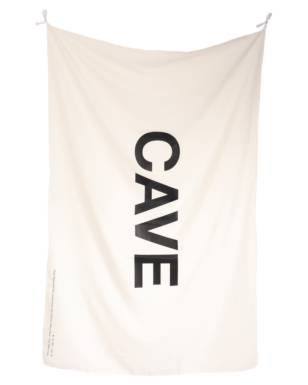 CAVE SLOGAN FLAG IN WHITE