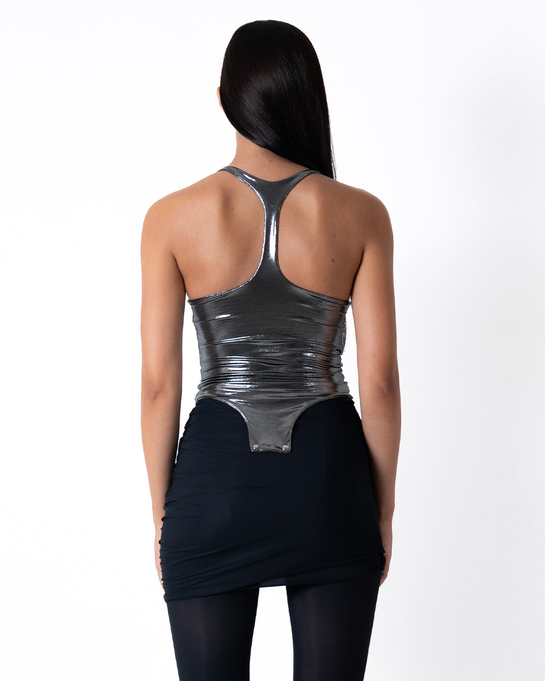 CORSET TOP IN SILVER