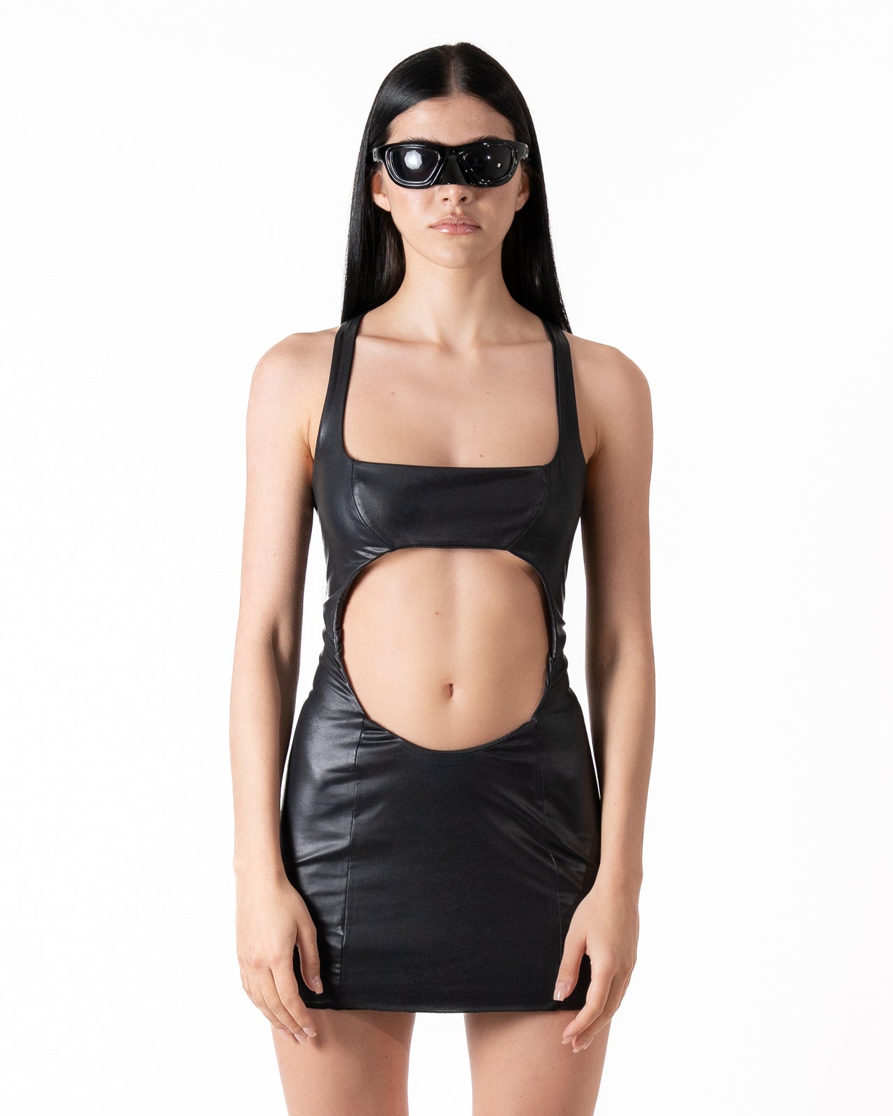 CUTOUT MICRO DRESS IN BLACK BLUE