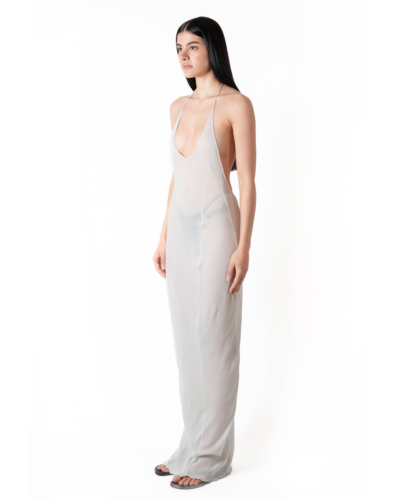 DUAL SHEER MAXI DRESS IN ICE