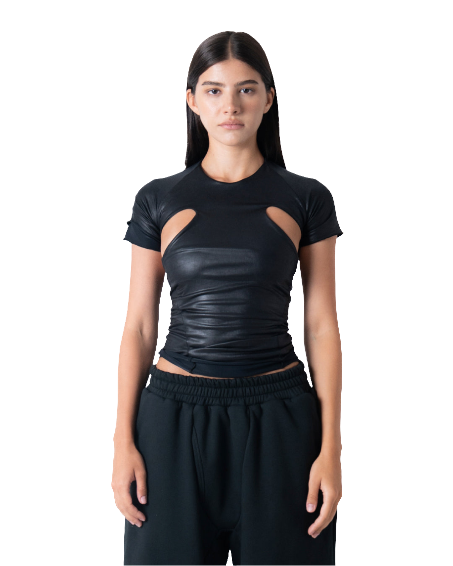 CUTOUT T-SHIRT IN BLACK BLUE