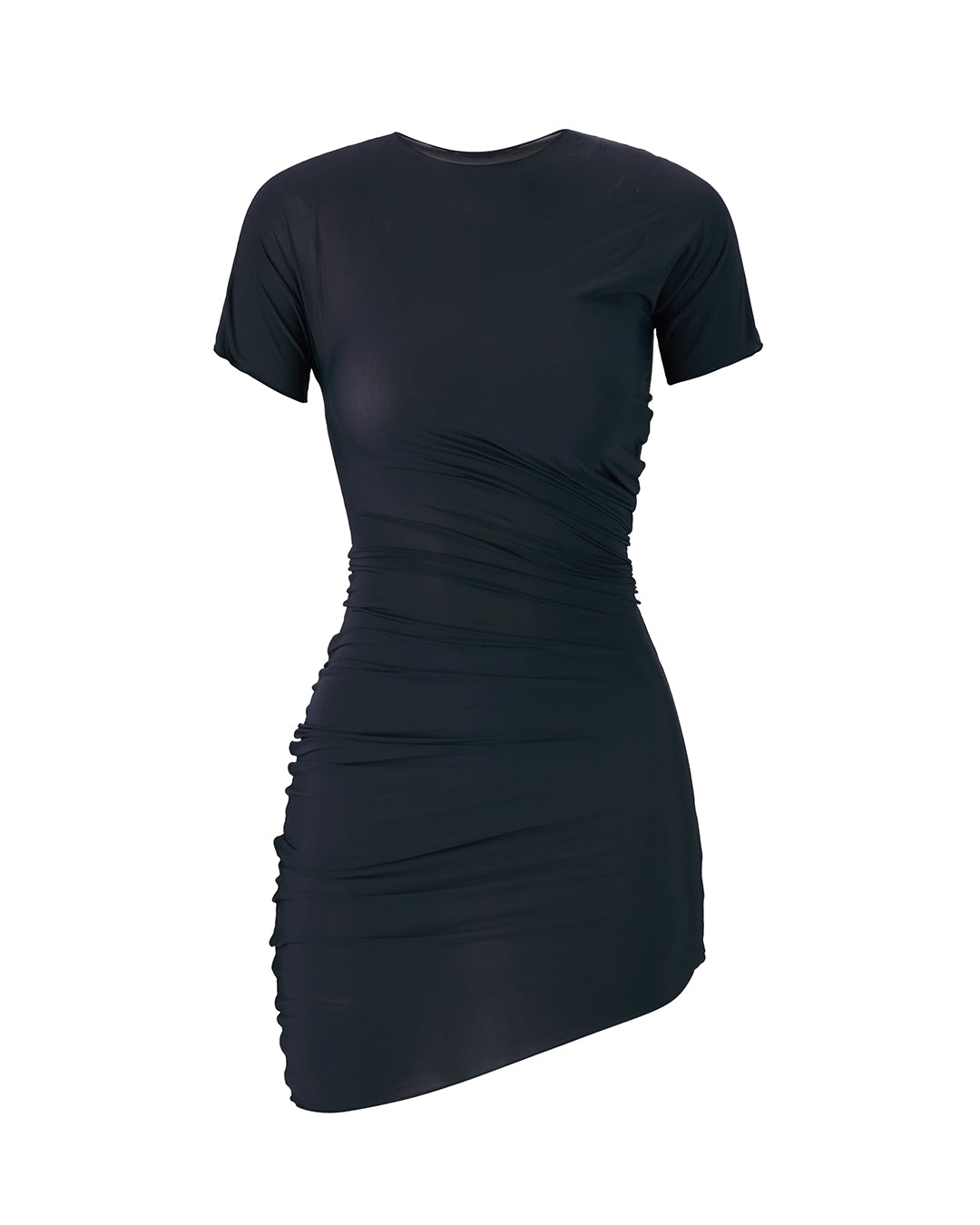 RUCHED MINI DRESS IN BLACK BLUE