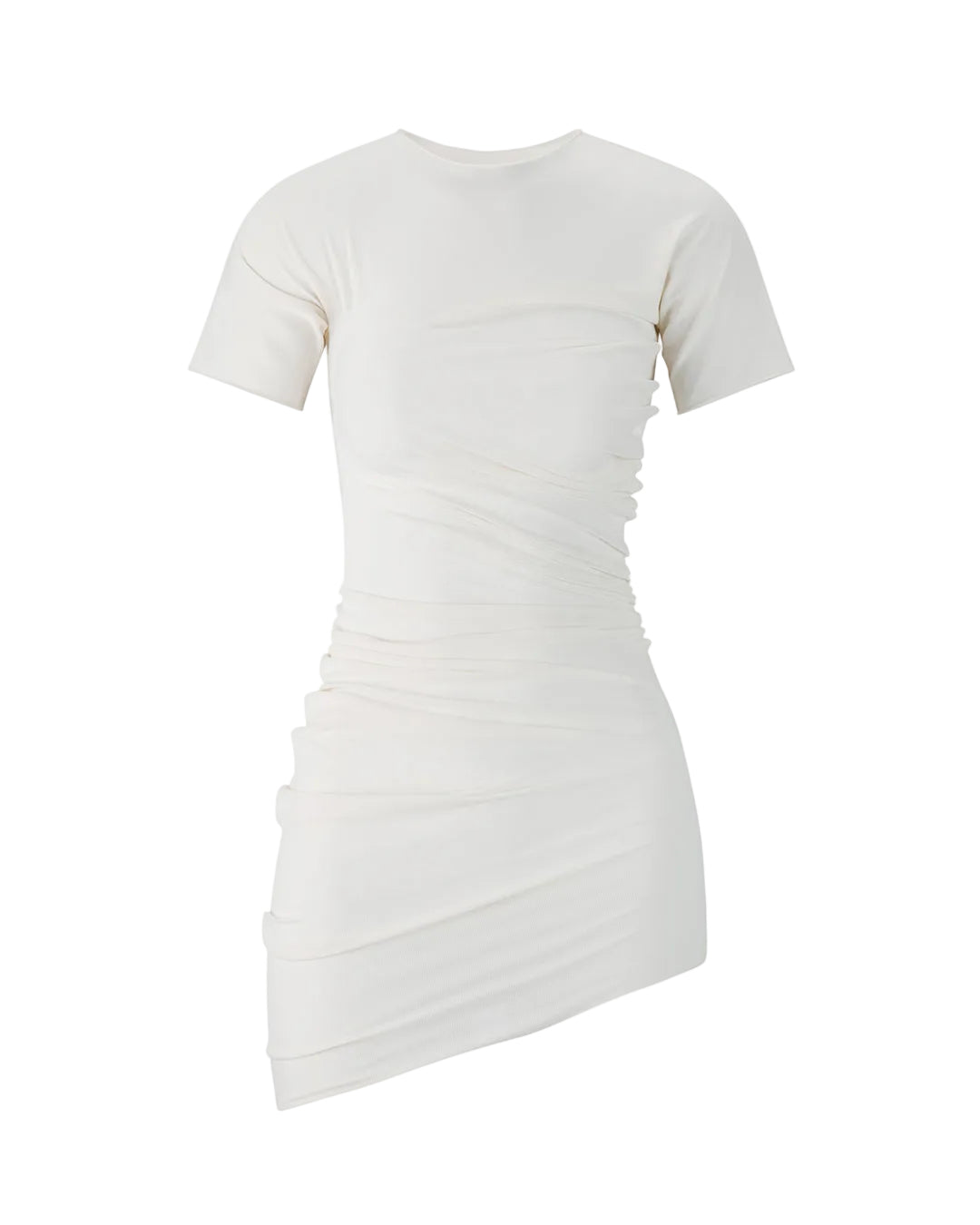 RUCHED MINI DRESS IN WHITE